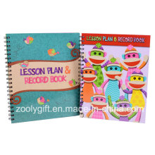 Atacado Impressão personalizada plano de aula e livro de registro / Child Lesson Planner Notebooks com divisores de índice